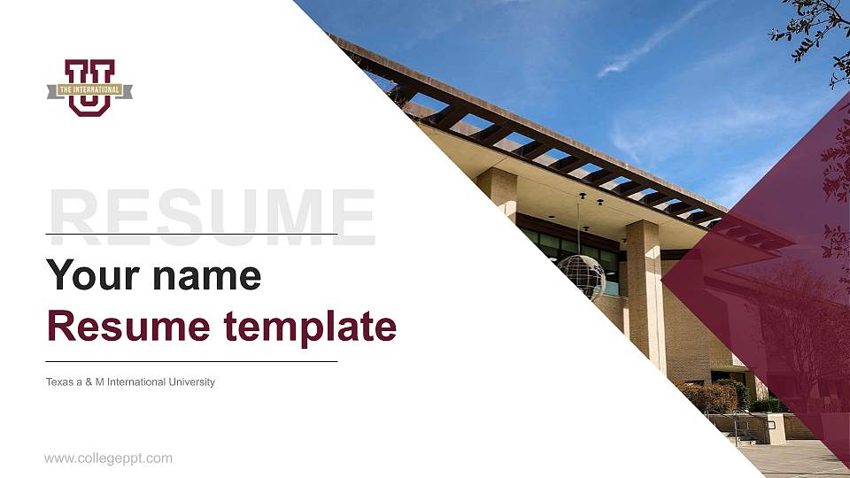 Texas a & M International University Resume PPT Template16:9 ratio PPT effect preview image