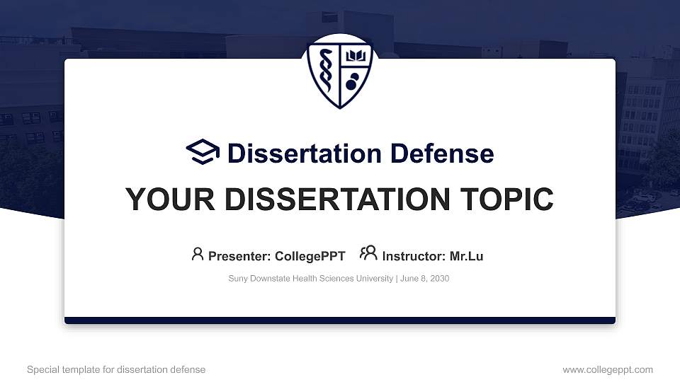 Suny Downstate Health Sciences University Graduation Thesis Defense PPT Template16:9 ratio PPT effect preview image