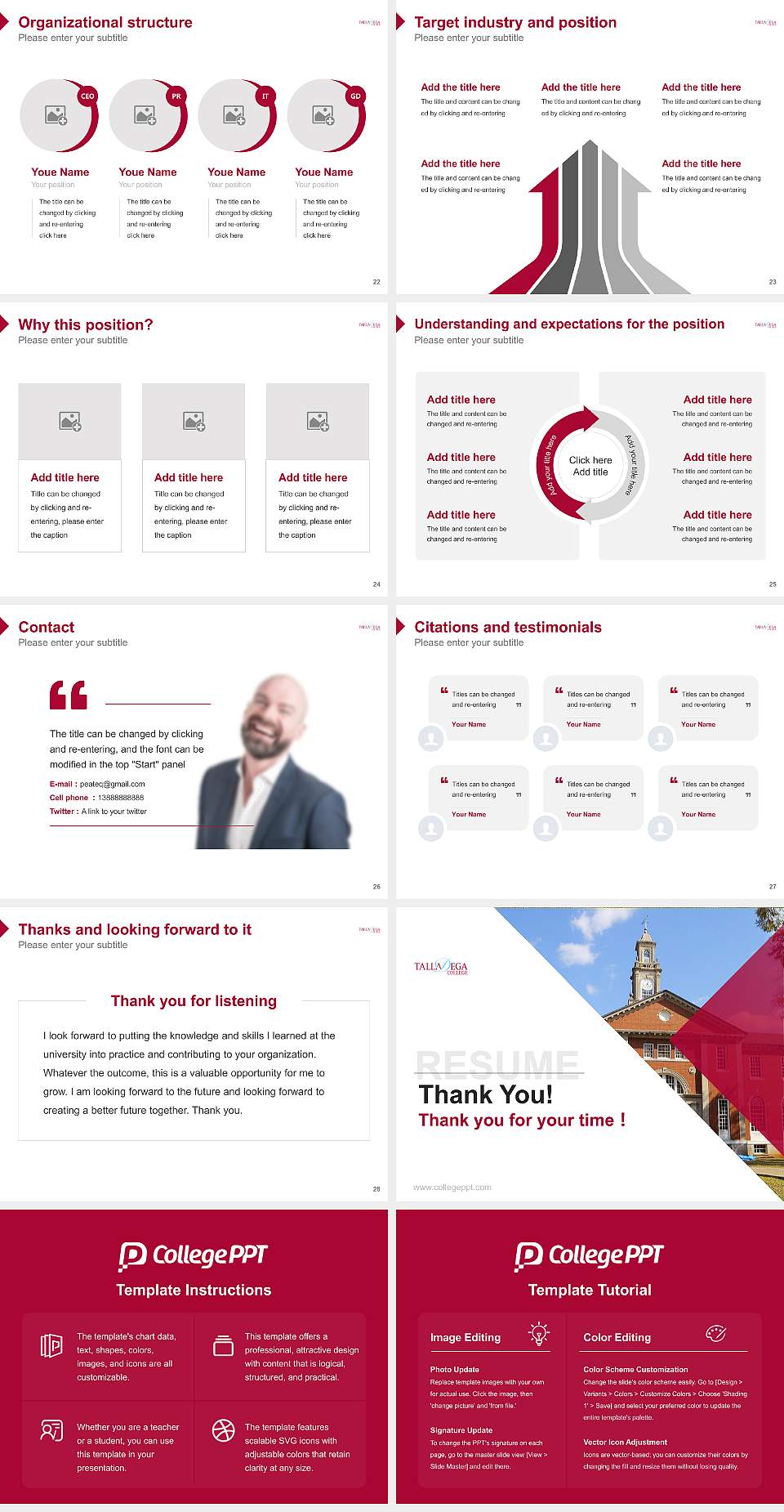 Talladega College Resume PPT Template4:3 ratio PPT effect preview image4