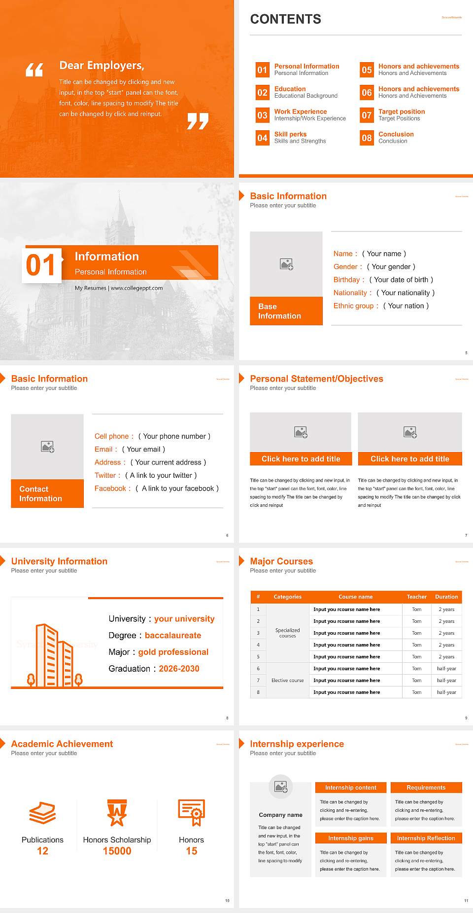 Syracuse University Resume PPT Template4:3 ratio PPT effect preview image2