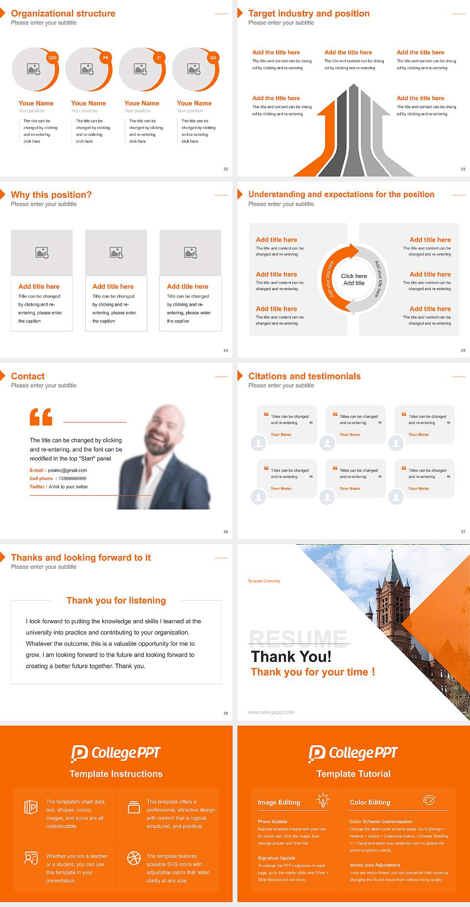 Syracuse University Resume PPT Template4:3 ratio PPT effect preview image4