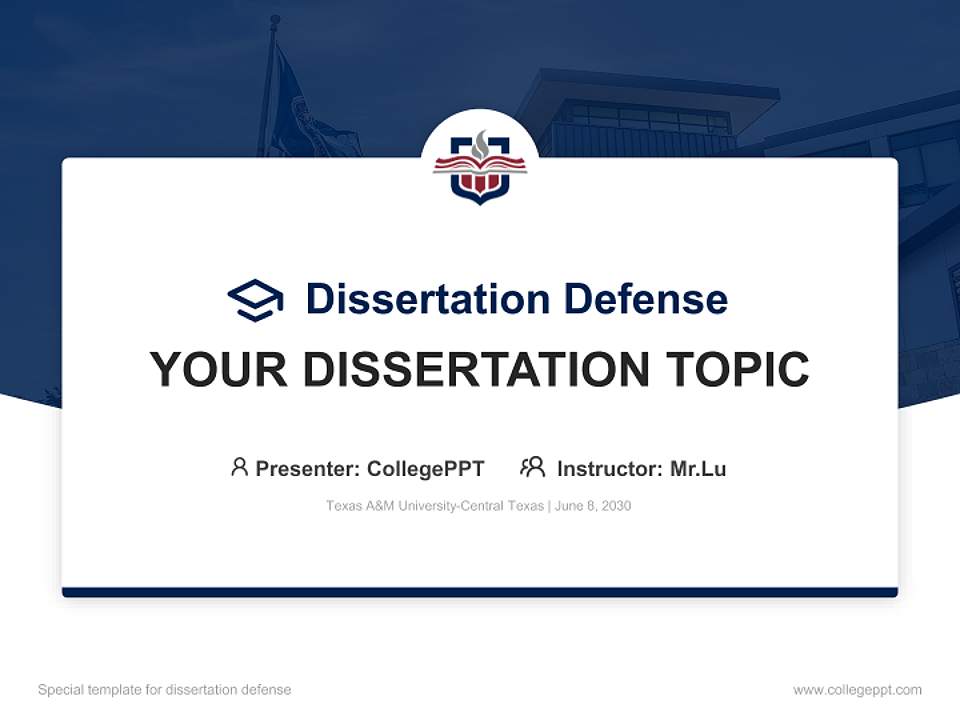 Texas A&M University-Central Texas Graduation Thesis Defense PPT Template4:3 ratio PPT effect preview image7