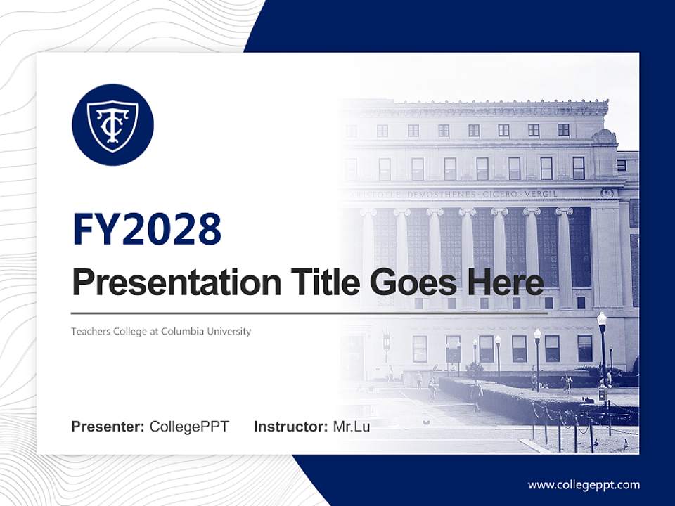 Teachers College at Columbia University Academic Presentation/Research Findings Report PPT Template4:3 ratio PPT effect preview image5