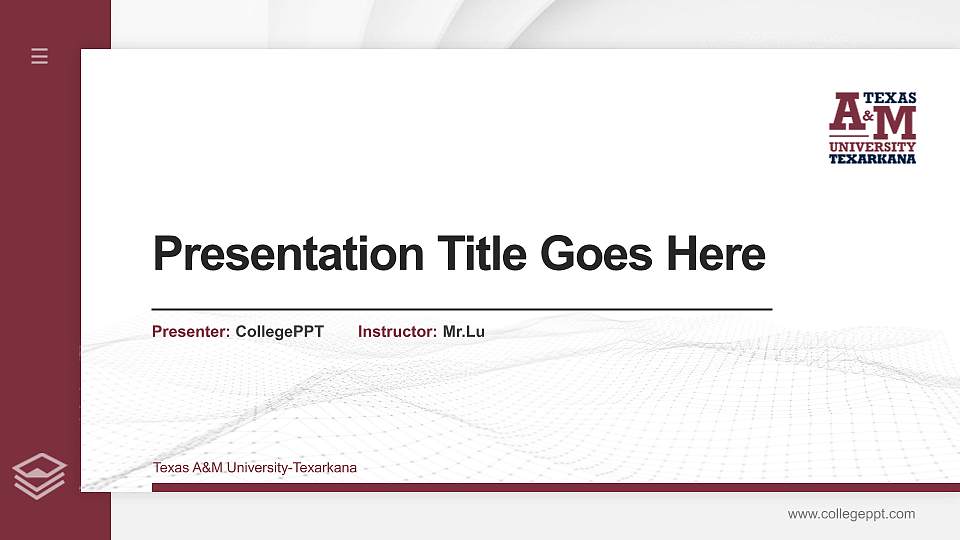 Texas A&M University-Texarkana Thesis Proposal/Graduation Defense PPT Template16:9 ratio PPT effect preview image