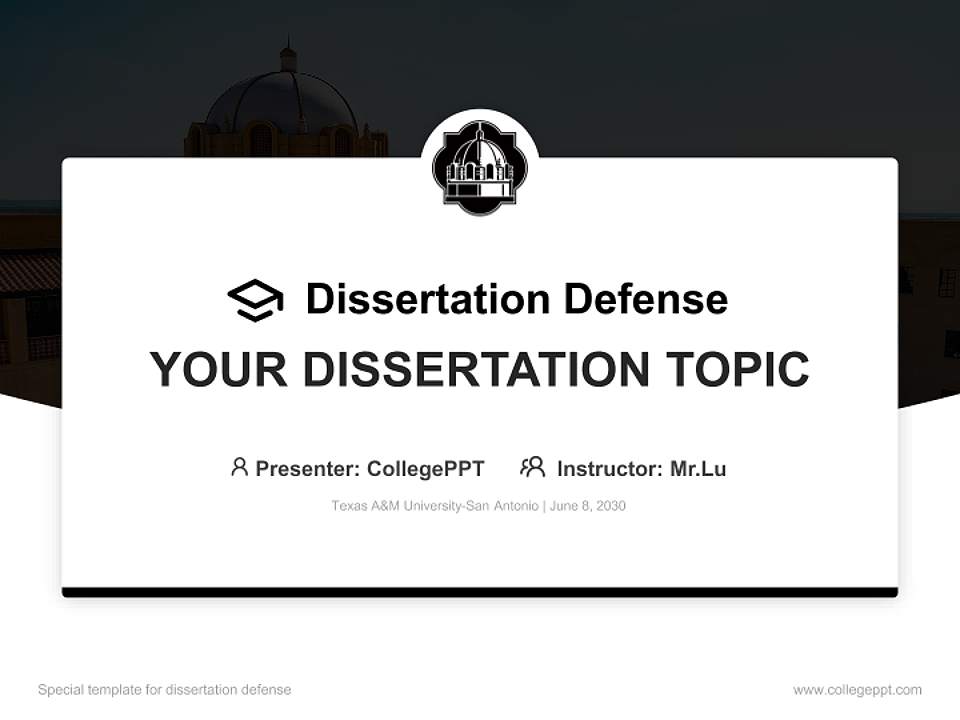 Texas A&M University-San Antonio Graduation Thesis Defense PPT Template4:3 ratio PPT effect preview image7