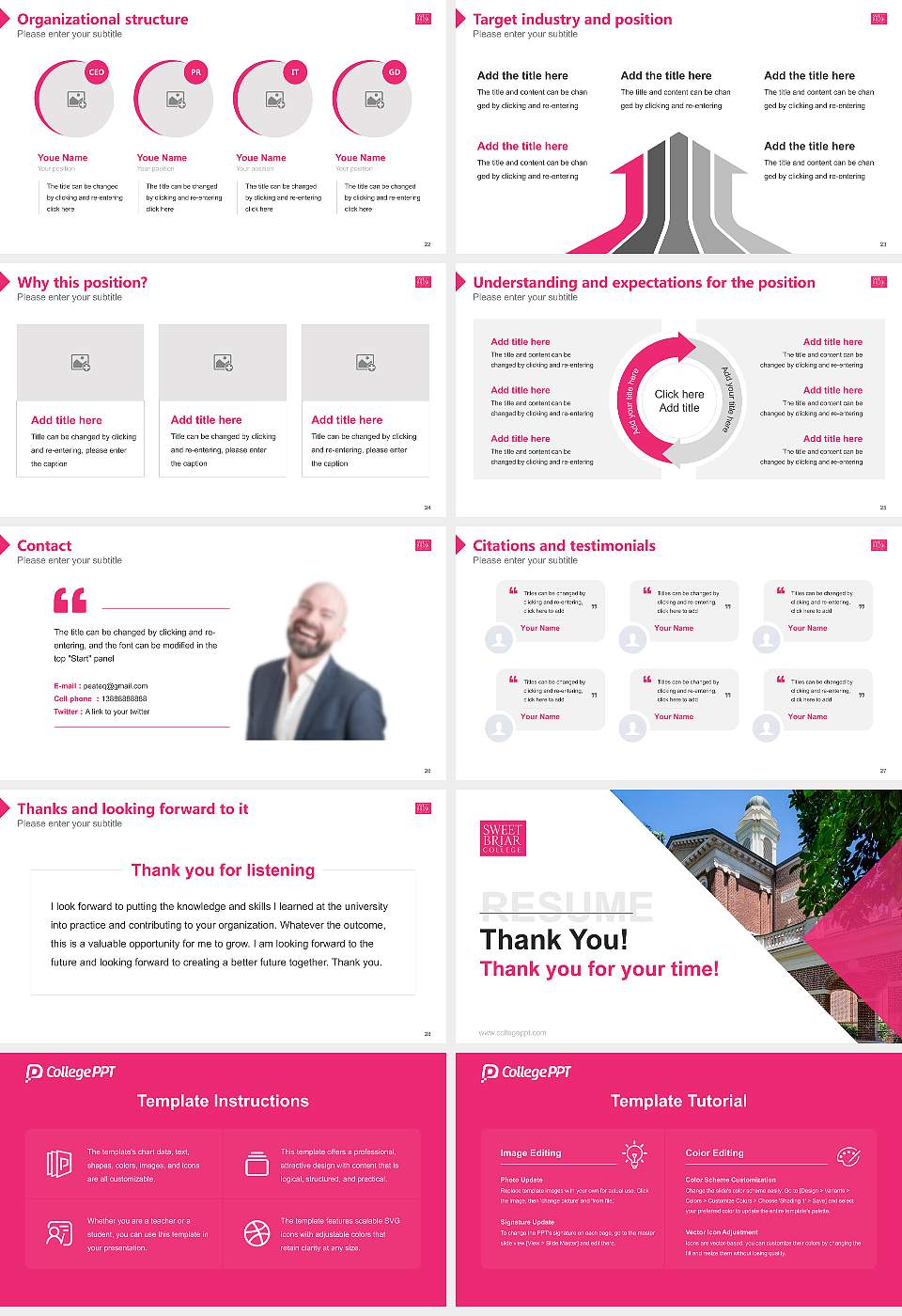 Sweet Briar College Resume PPT Template16:9 ratio PPT effect preview image4