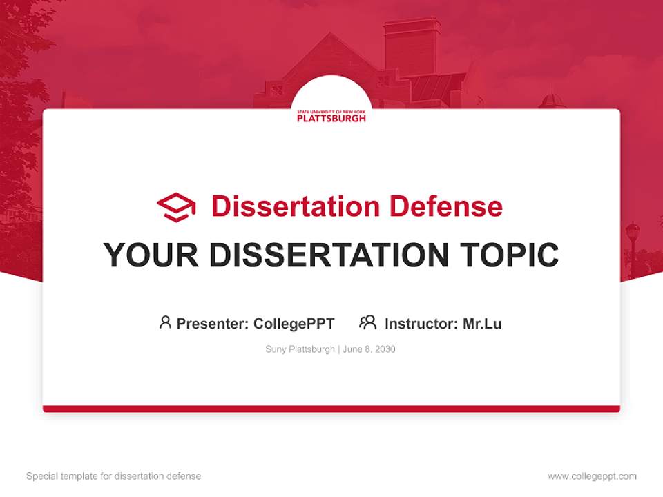 Suny Plattsburgh Graduation Thesis Defense PPT Template4:3 ratio PPT effect preview image7