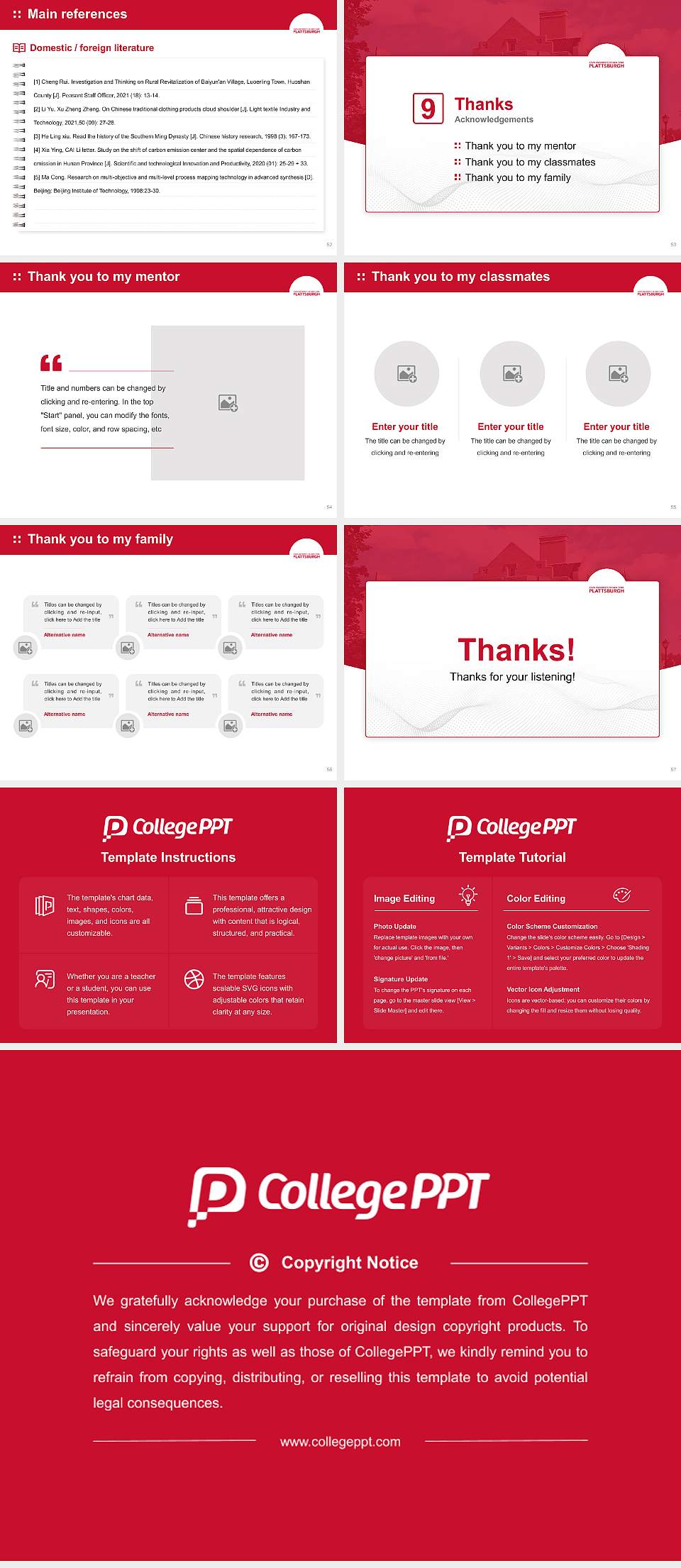 Suny Plattsburgh Graduation Thesis Defense PPT Template4:3 ratio PPT effect preview image7