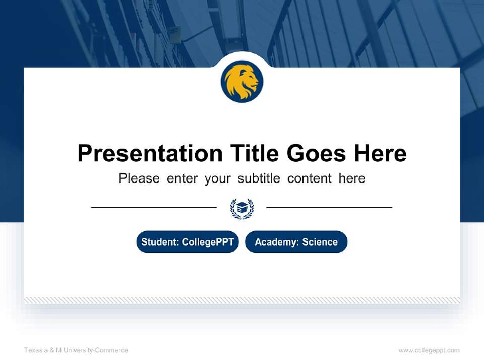 Texas a & M University-Commerce National Scholarship Defense PPT Template4:3 ratio PPT effect preview image4