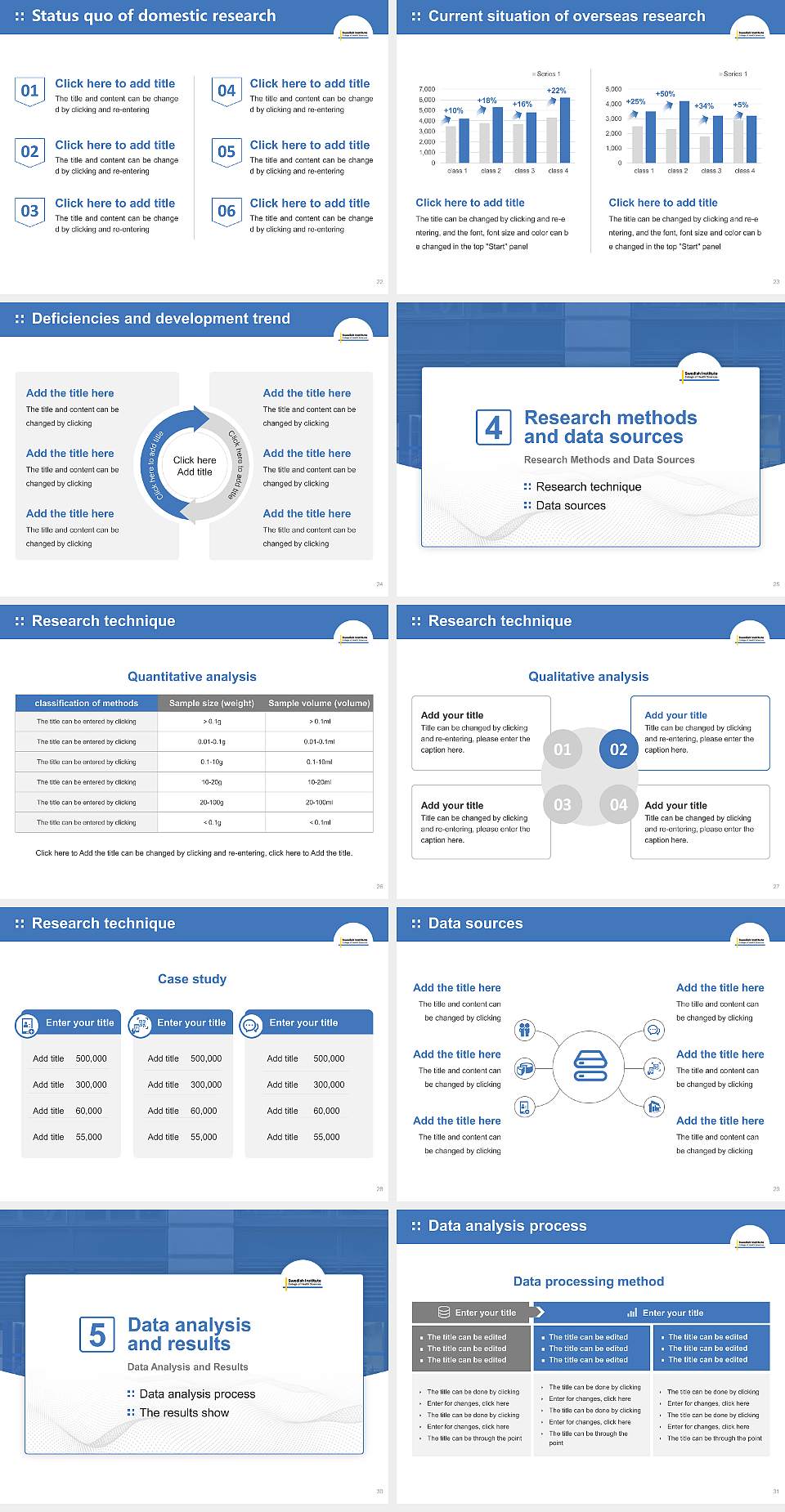 Swedish Institute a College of Health Sciences Graduation Thesis Defense PPT Template4:3 ratio PPT effect preview image4