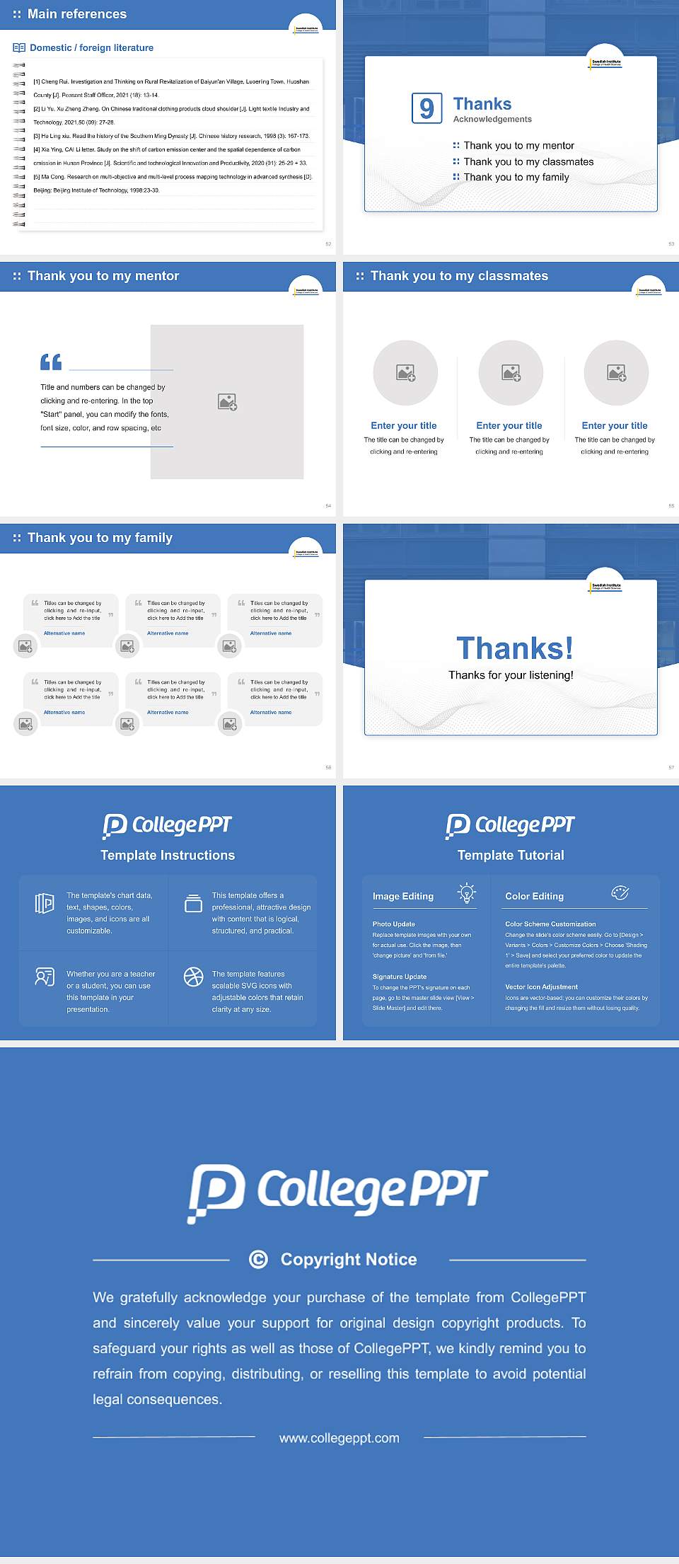 Swedish Institute a College of Health Sciences Graduation Thesis Defense PPT Template4:3 ratio PPT effect preview image7