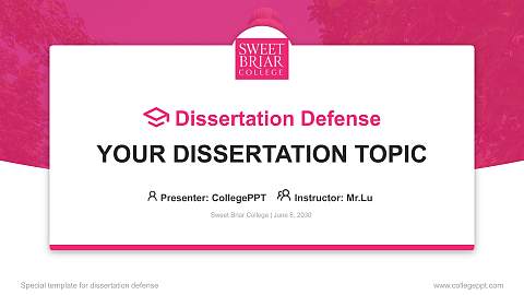 Sweet Briar College Graduation Thesis Defense PPT Template