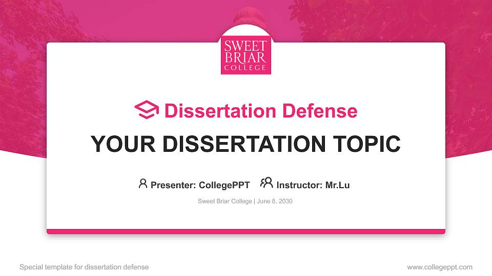 Sweet Briar College Graduation Thesis Defense PPT Template16:9 ratio PPT effect preview image