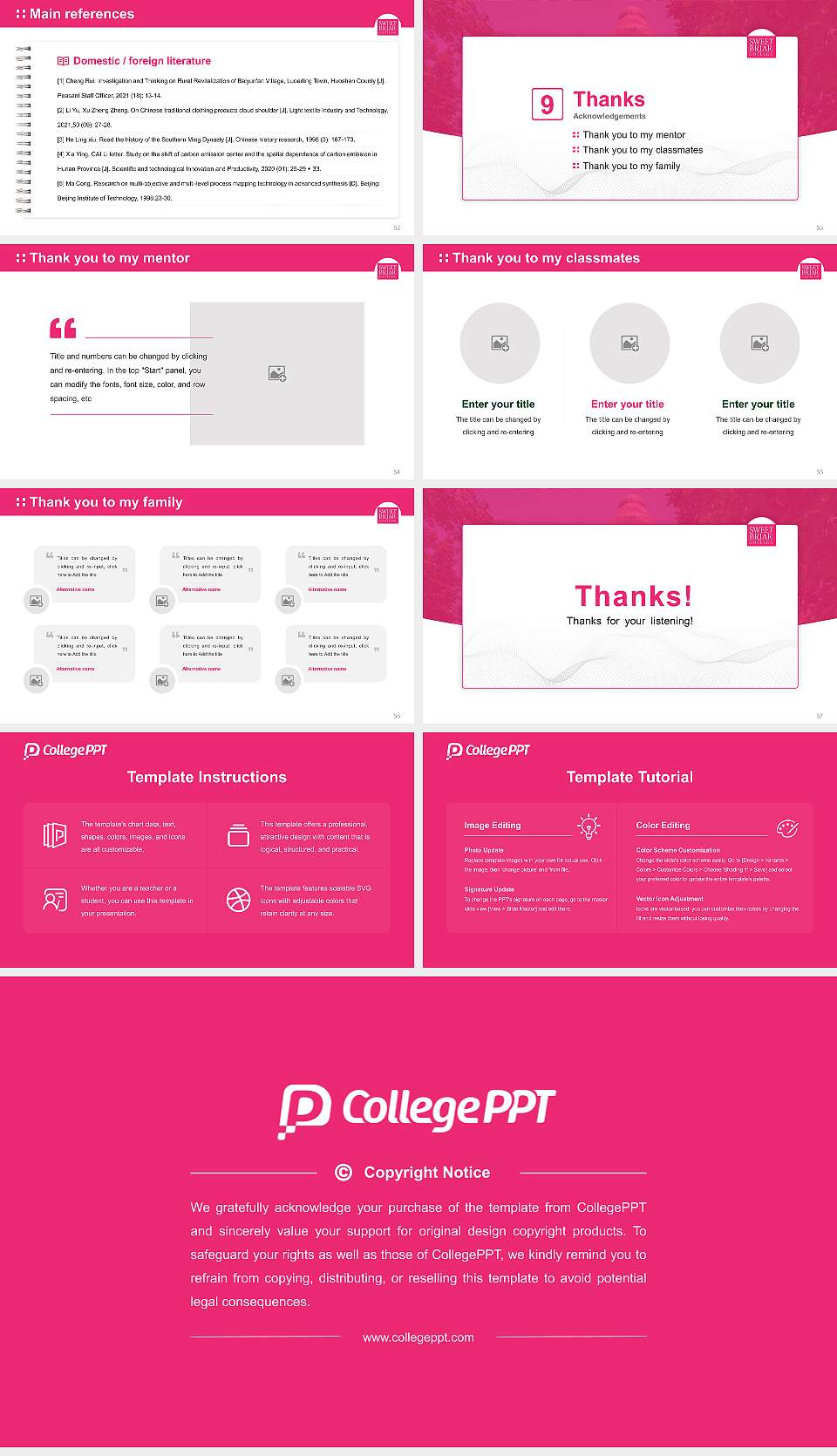 Sweet Briar College Graduation Thesis Defense PPT Template16:9 ratio PPT effect preview image7