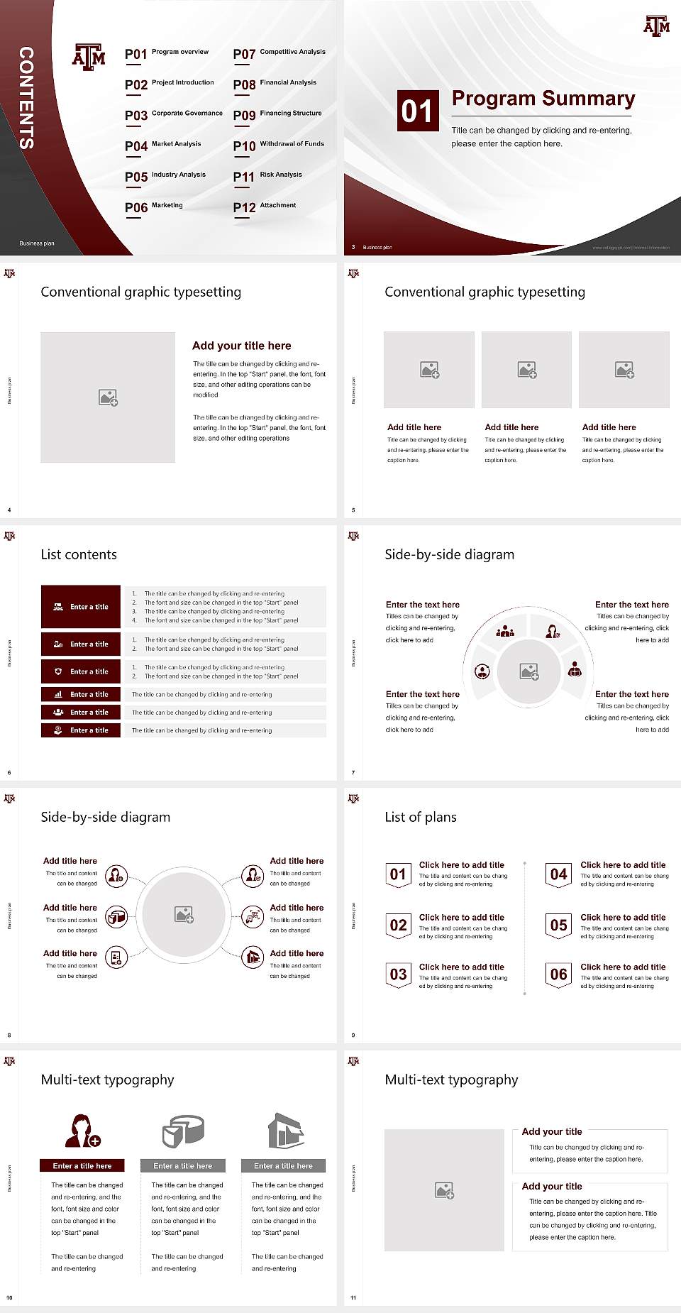 Texas a & M University-College Station Competition/Entrepreneurship Contest PPT Template4:3 ratio PPT effect preview image2