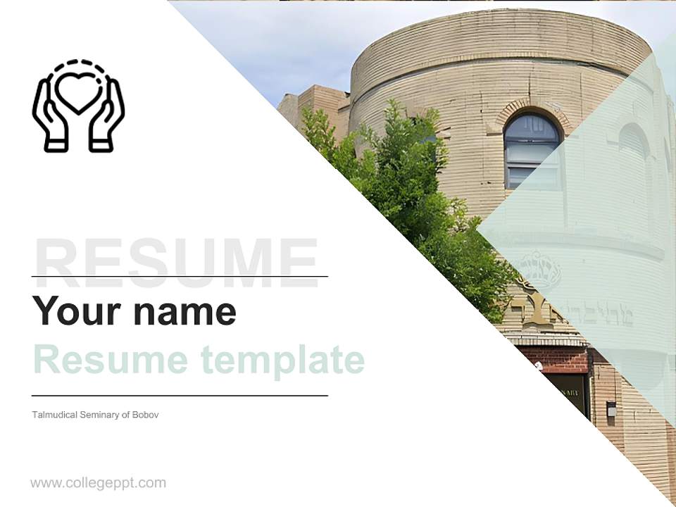 Talmudical Seminary of Bobov Resume PPT Template4:3 ratio PPT effect preview image5