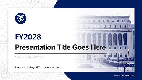 Teachers College at Columbia University Academic Presentation/Research Findings Report PPT Template