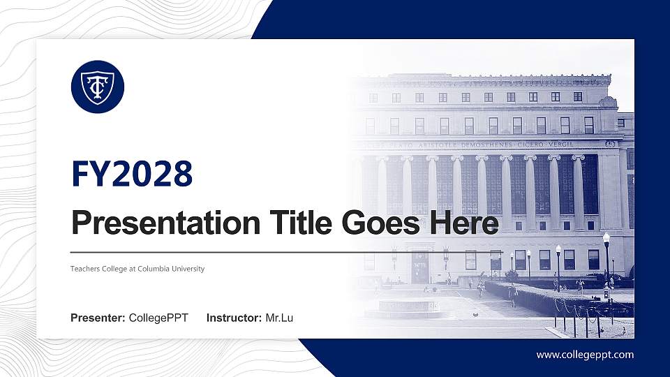 Teachers College at Columbia University Academic Presentation/Research Findings Report PPT Template16:9 ratio PPT effect preview image