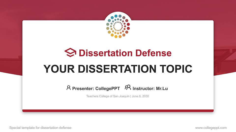 Teachers College of San Joaquin Graduation Thesis Defense PPT Template16:9 ratio PPT effect preview image