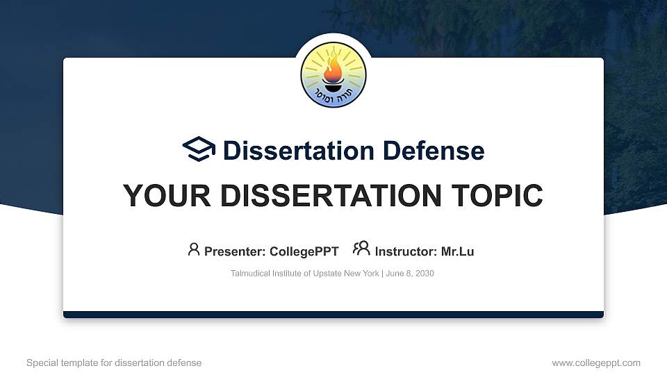 Talmudical Institute of Upstate New York Graduation Thesis Defense PPT Template16:9 ratio PPT effect preview image