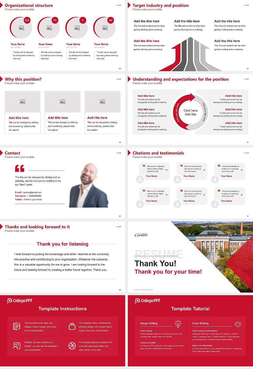 Suny Cortland Resume PPT Template16:9 ratio PPT effect preview image4