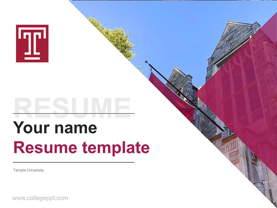 Temple University Resume PPT Template4:3 ratio PPT effect preview image5