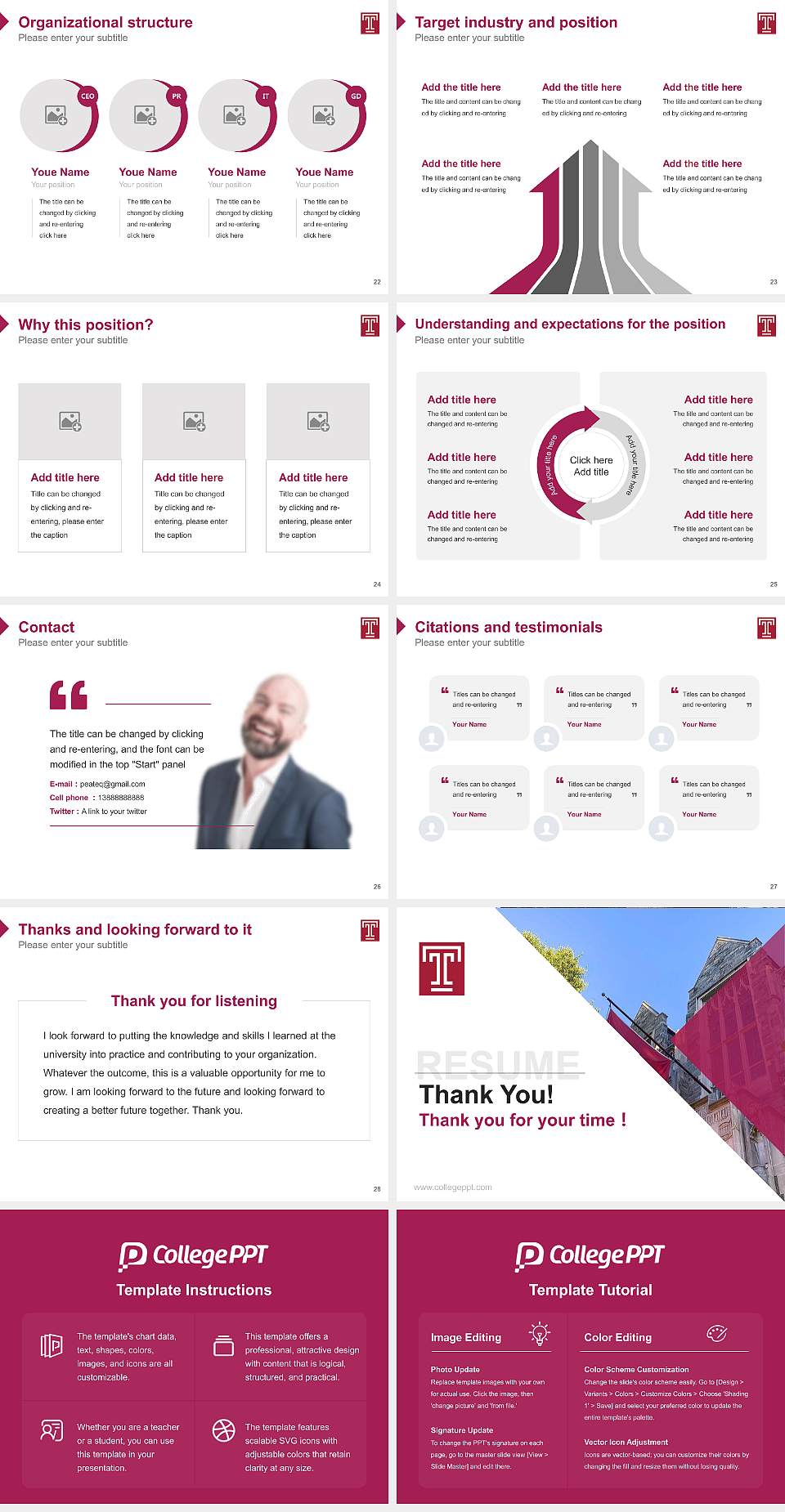Temple University Resume PPT Template4:3 ratio PPT effect preview image4