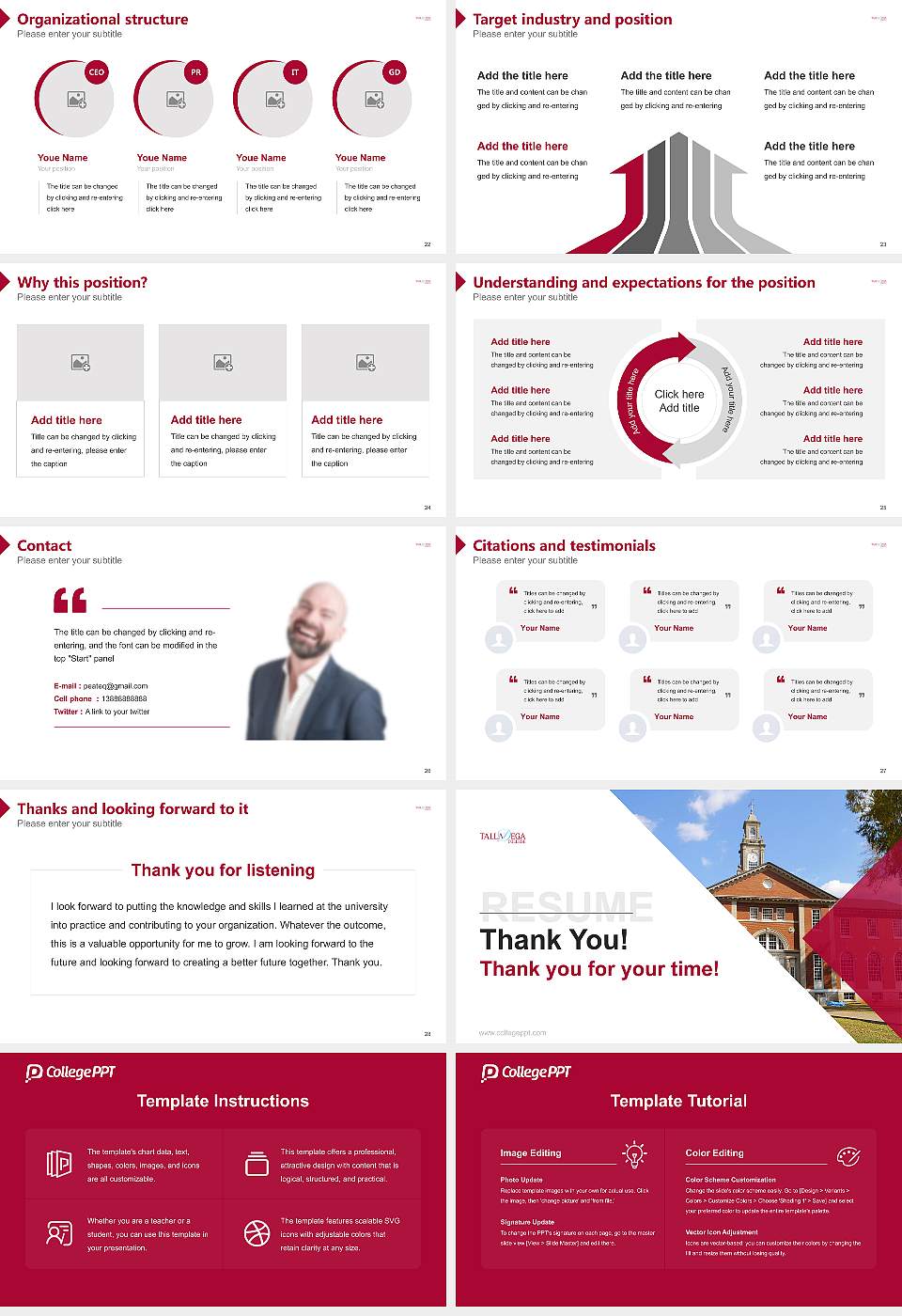 Talladega College Resume PPT Template16:9 ratio PPT effect preview image4