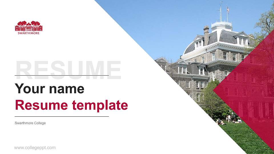 Swarthmore College Resume PPT Template16:9 ratio PPT effect preview image