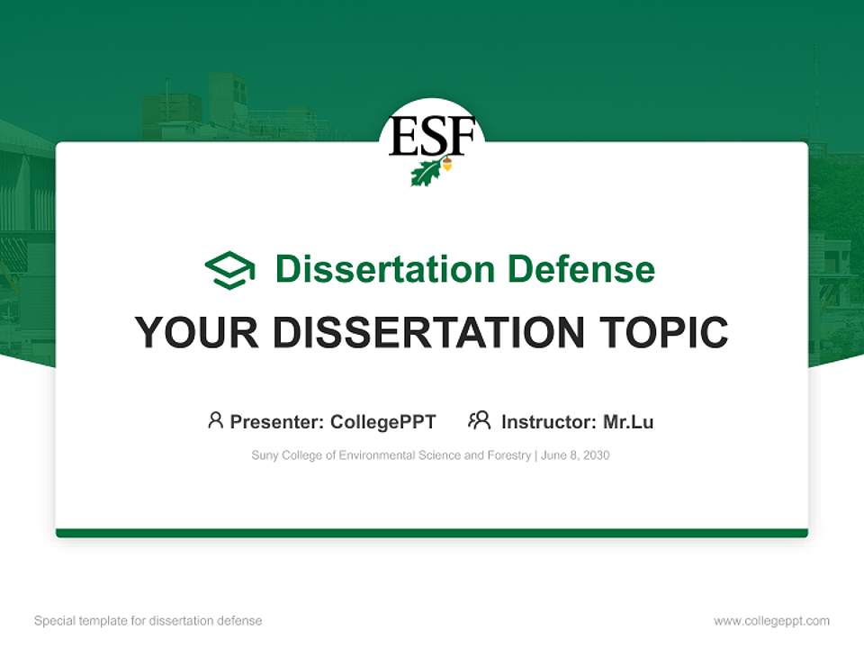 Suny College of Environmental Science and Forestry Graduation Thesis Defense PPT Template4:3 ratio PPT effect preview image7