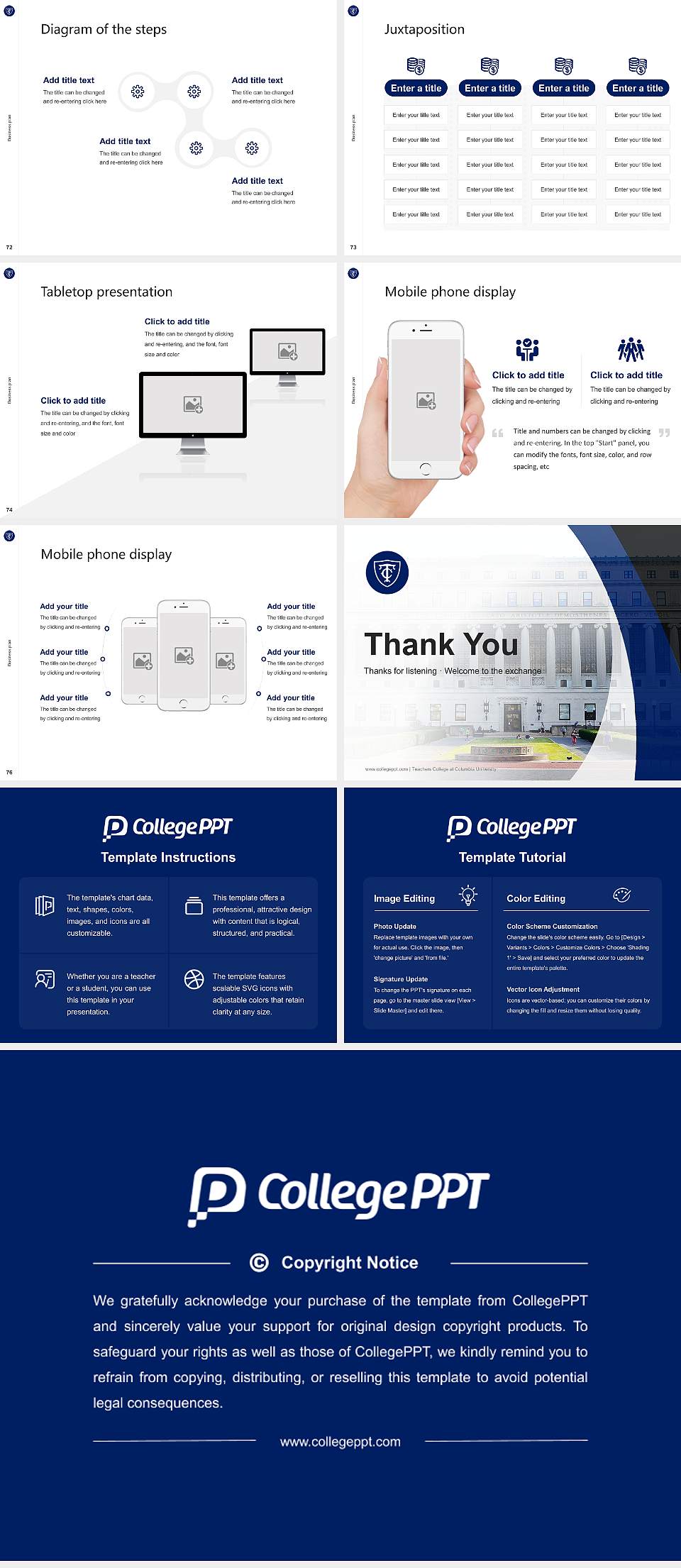 Teachers College at Columbia University Competition/Entrepreneurship Contest PPT Template4:3 ratio PPT effect preview image9