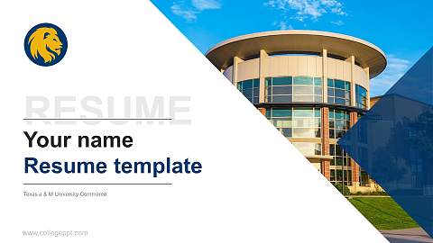 Texas a & M University-Commerce Resume PPT Template