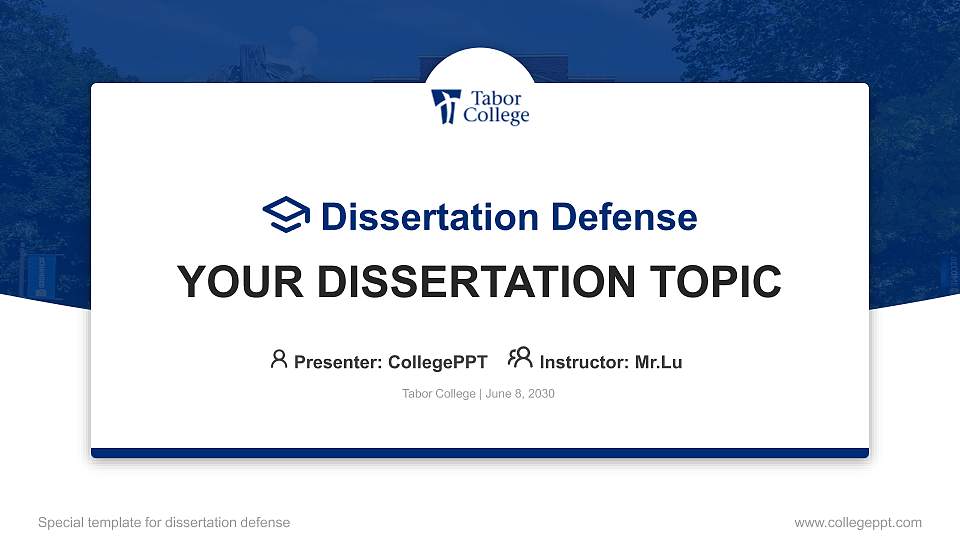 Tabor College Graduation Thesis Defense PPT Template16:9 ratio PPT effect preview image1
