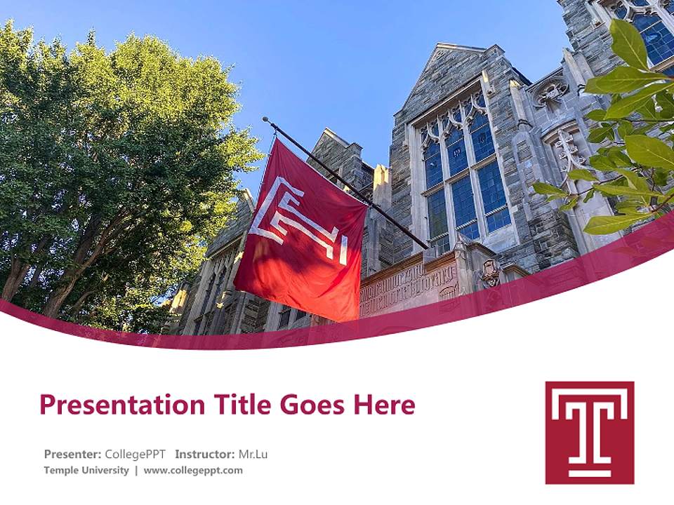 Temple University Course/Courseware Creation PPT Template4:3 ratio PPT effect preview image5