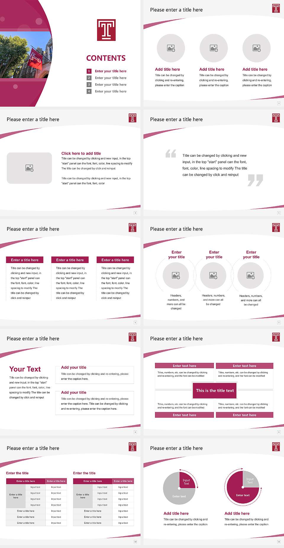 Temple University Course/Courseware Creation PPT Template4:3 ratio PPT effect preview image2