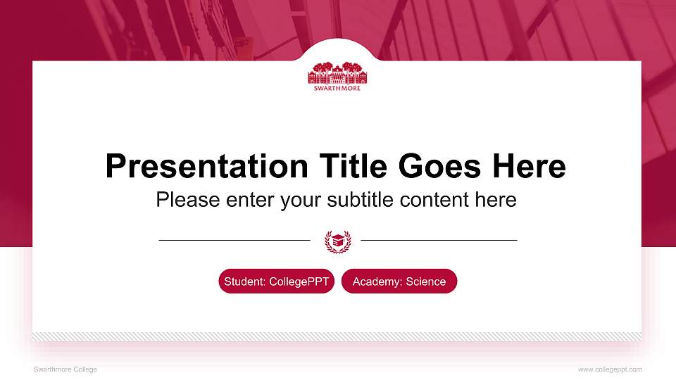 Swarthmore College National Scholarship Defense PPT Template16:9 ratio PPT effect preview image