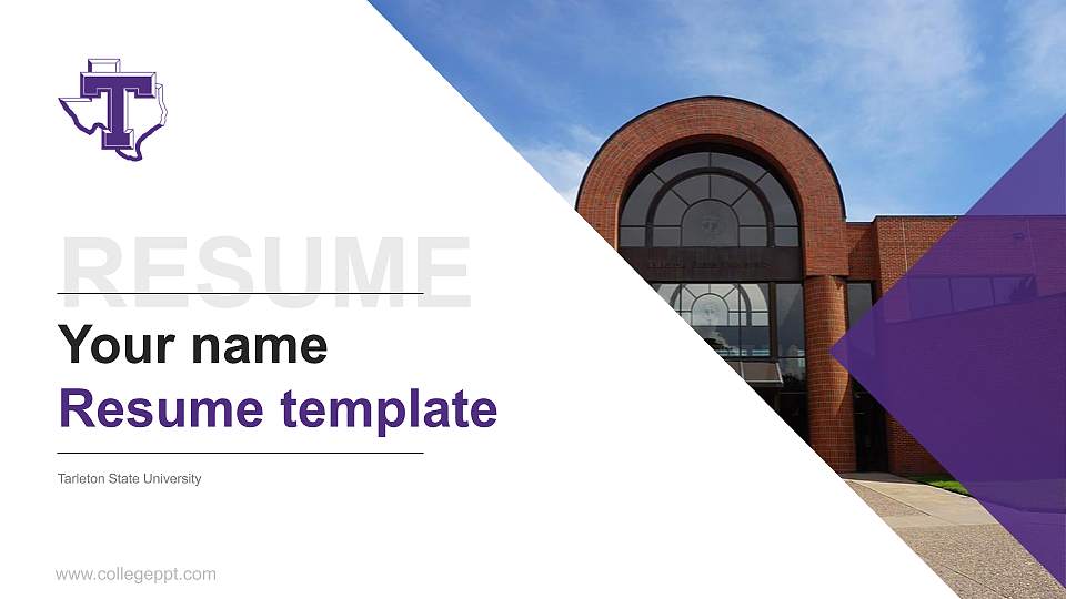 Tarleton State University Resume PPT Template16:9 ratio PPT effect preview image