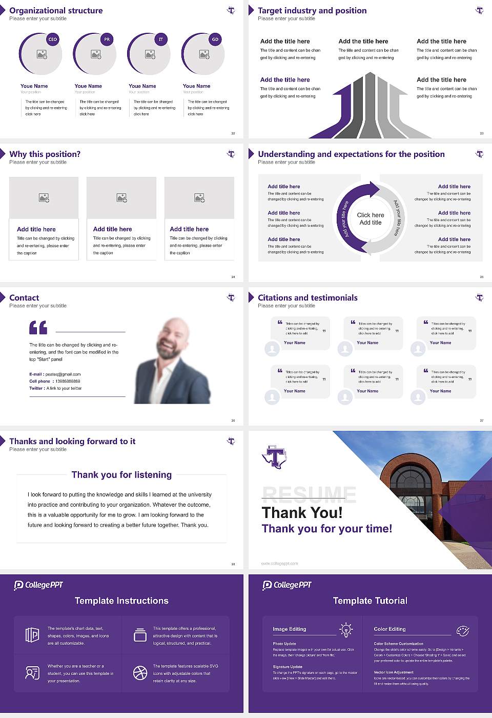 Tarleton State University Resume PPT Template16:9 ratio PPT effect preview image4