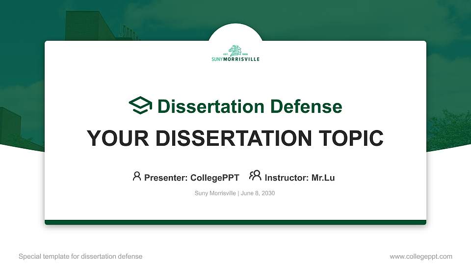Suny Morrisville Graduation Thesis Defense PPT Template16:9 ratio PPT effect preview image
