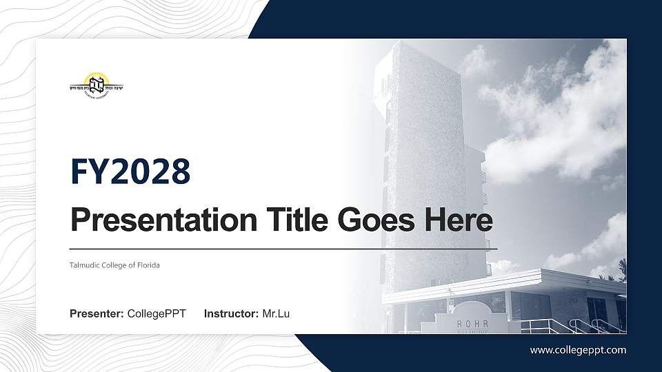 Talmudic College of Florida Academic Presentation/Research Findings Report PPT Template16:9 ratio PPT effect preview image