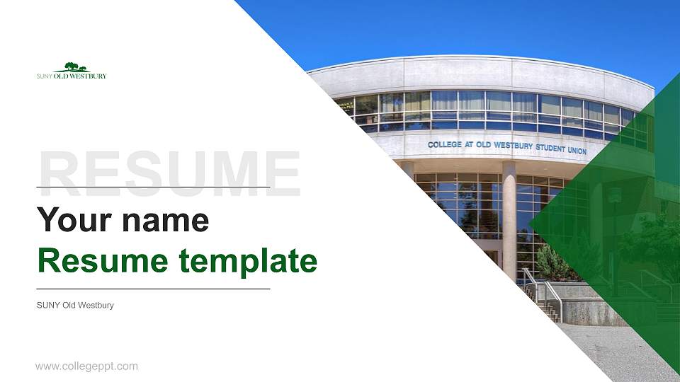 SUNY Old Westbury Resume PPT Template16:9 ratio PPT effect preview image