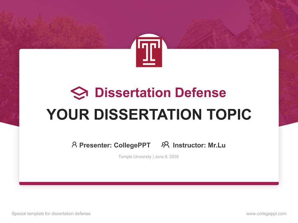 Temple University Graduation Thesis Defense PPT Template4:3 ratio PPT effect preview image7