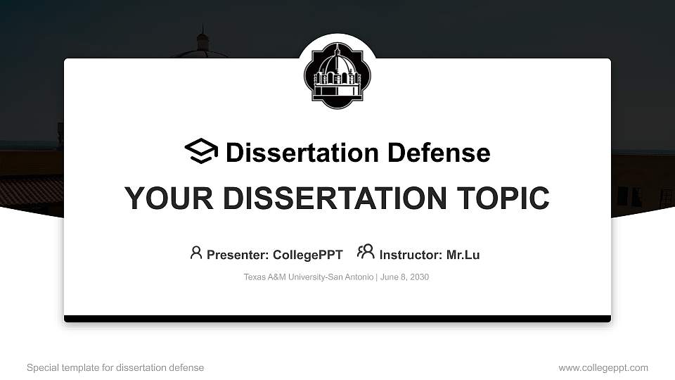 Texas A&M University-San Antonio Graduation Thesis Defense PPT Template16:9 ratio PPT effect preview image
