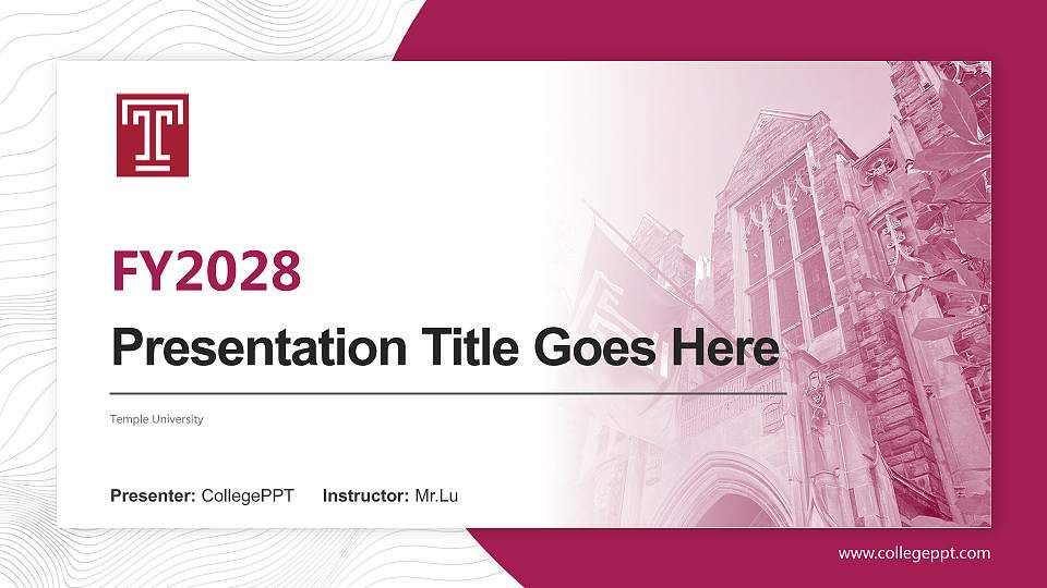 Temple University Academic Presentation/Research Findings Report PPT Template16:9 ratio PPT effect preview image