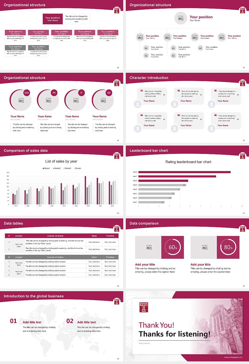 Temple University Academic Presentation/Research Findings Report PPT Template16:9 ratio PPT effect preview image4