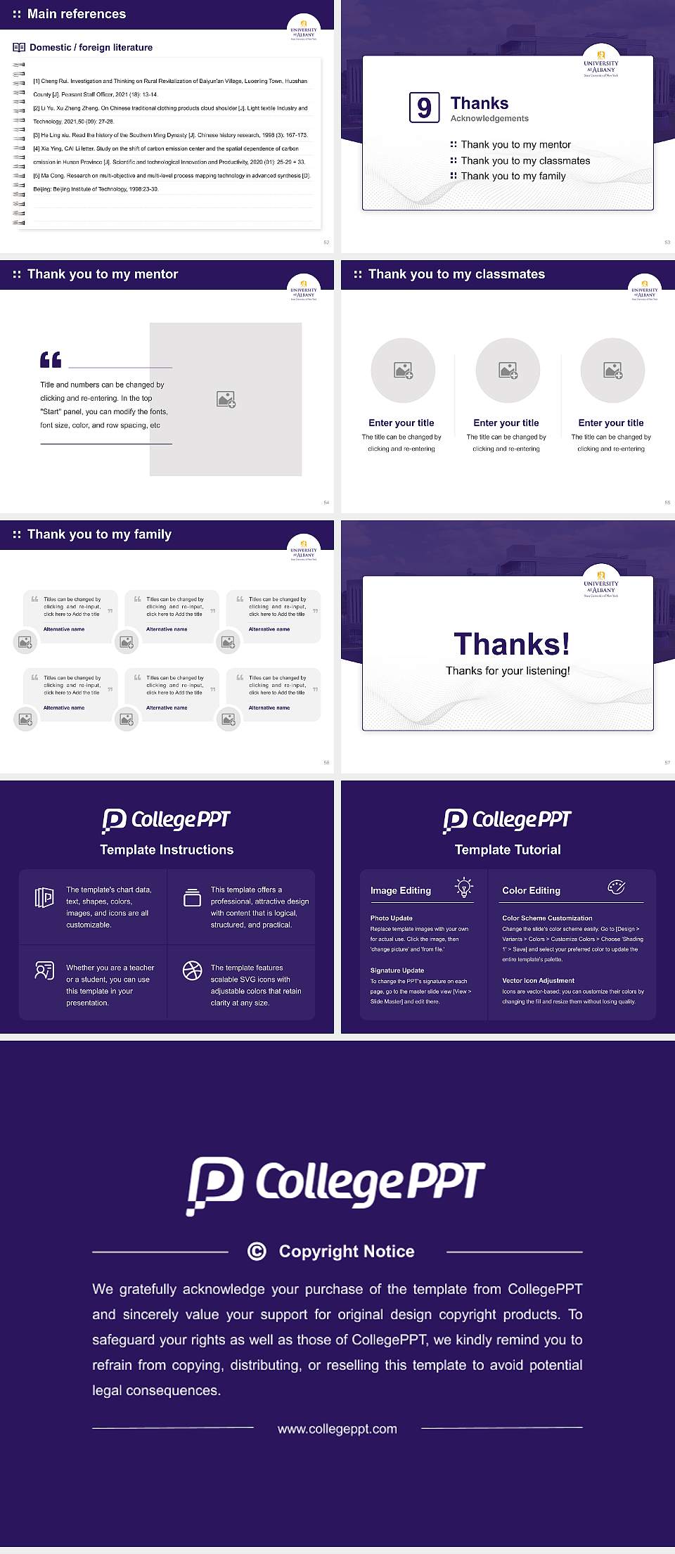University at Albany, SUNY Graduation Thesis Defense PPT Template4:3 ratio PPT effect preview image7