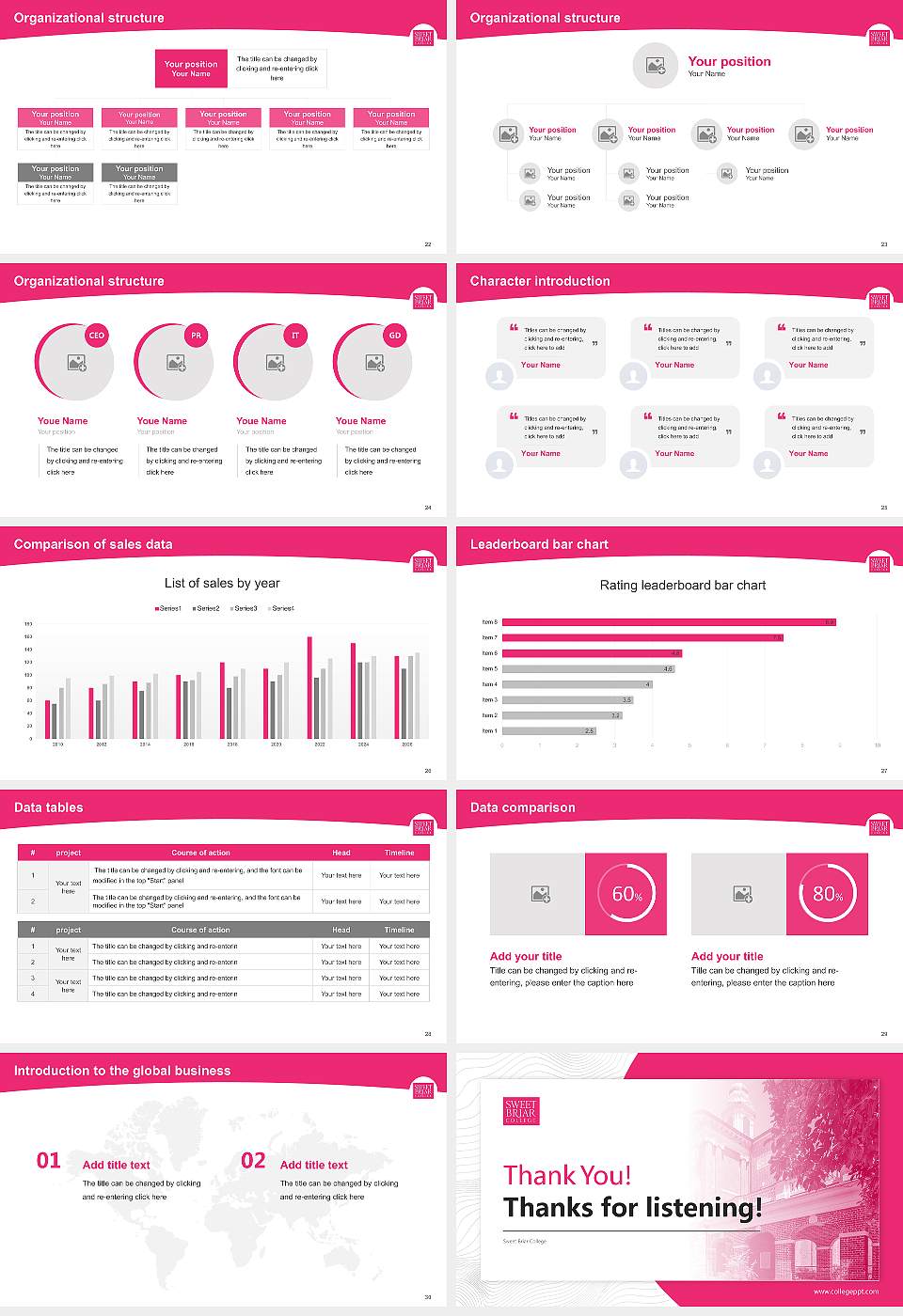 Sweet Briar College Academic Presentation/Research Findings Report PPT Template16:9 ratio PPT effect preview image4