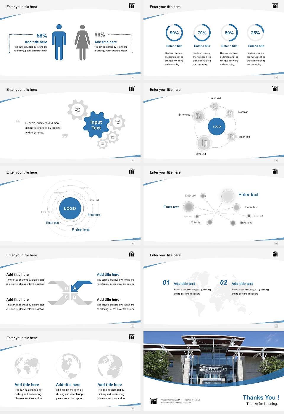 Stockton University Course/Courseware Creation PPT Template16:9 ratio PPT effect preview image4