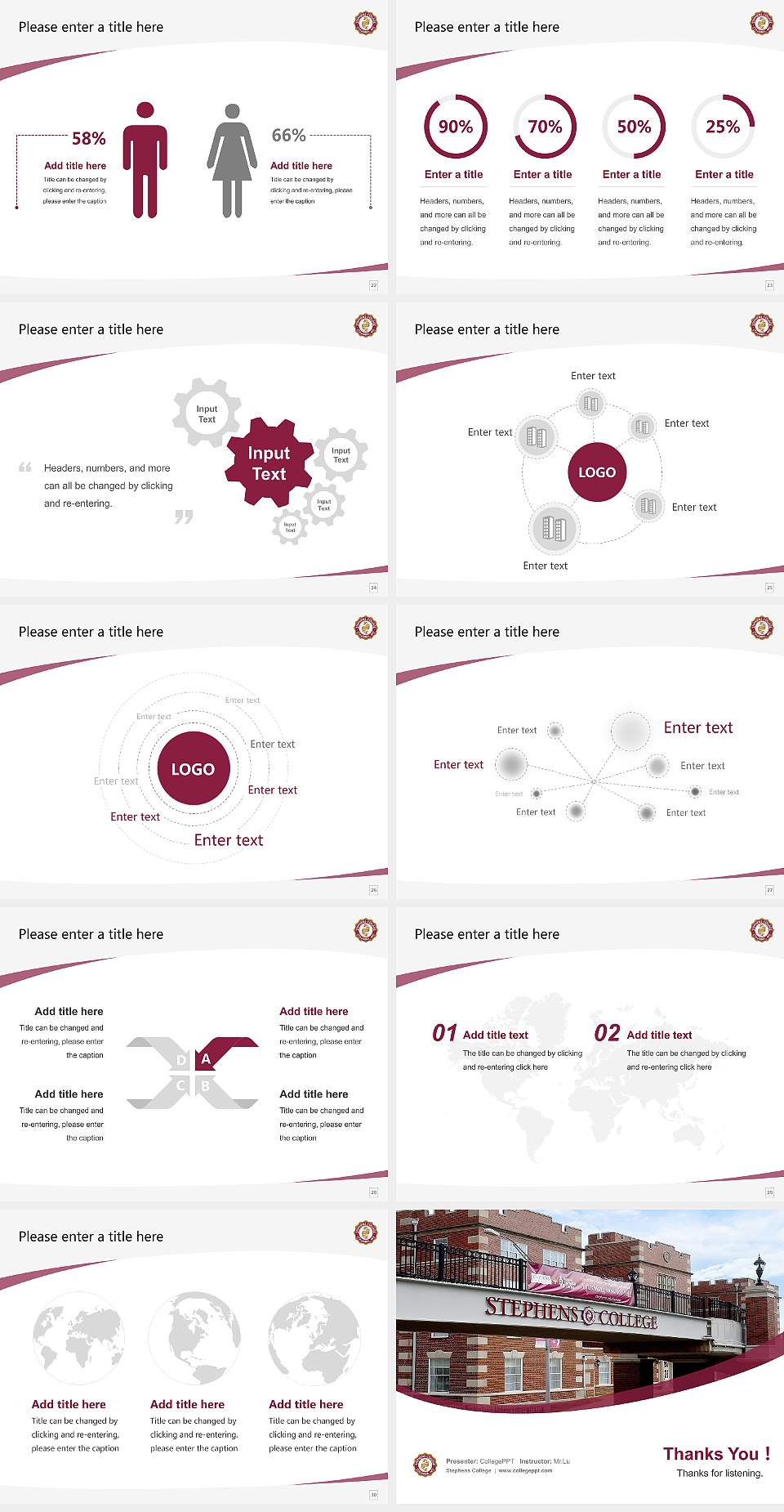 Stephens College Course/Courseware Creation PPT Template4:3 ratio PPT effect preview image4