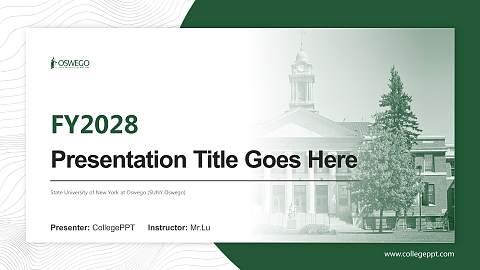 State University of New York at Oswego (SUNY Oswego) Academic Presentation/Research Findings Report PPT Template